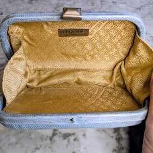 Bottega Veneta Blue and Gold Clutch with Luxurious Design